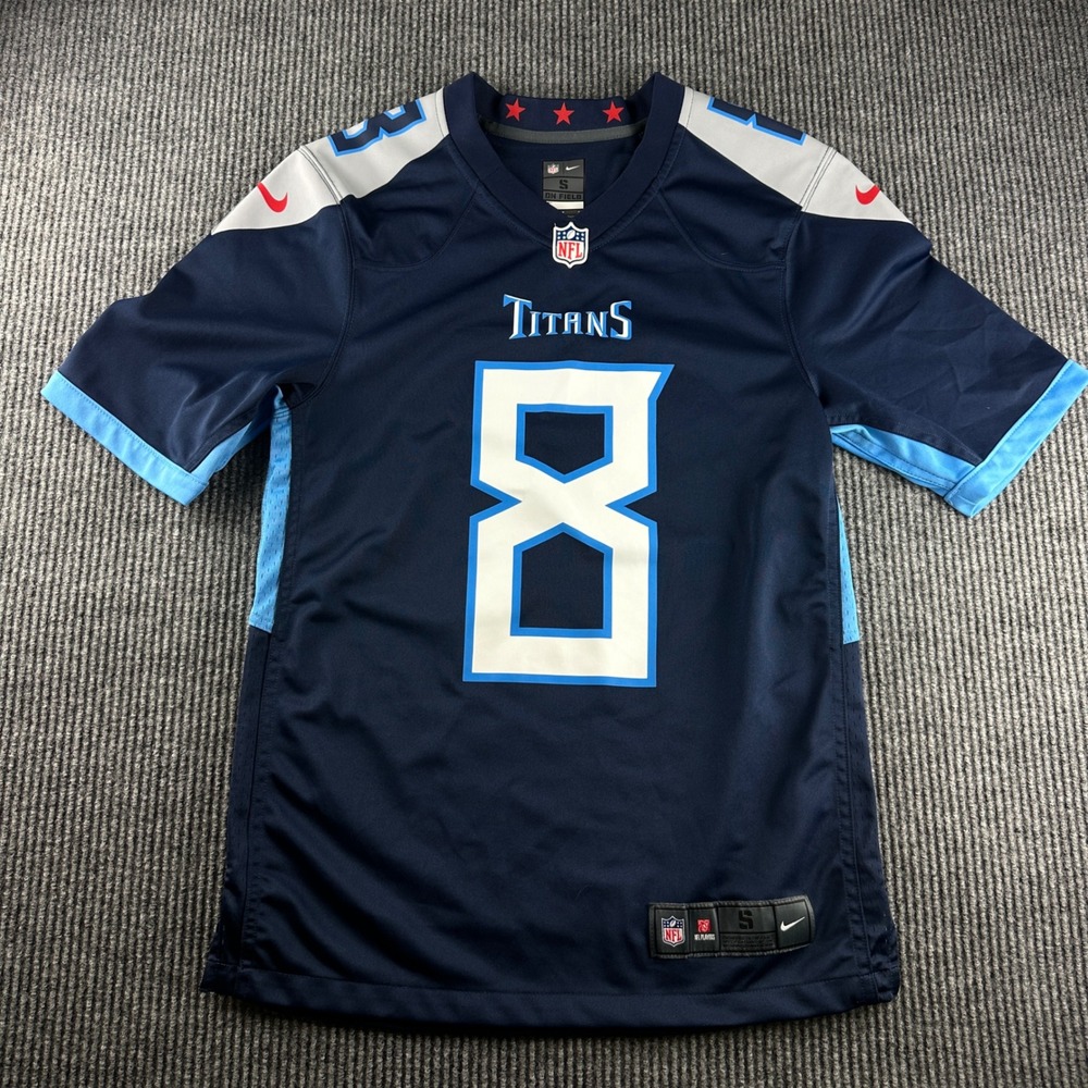 Nike NFL Tennessee Titans Marcus Mariota 8 Jersey Navy Blue Mens Small